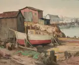 Dry Dock by Maurice Braun, oil on canvas, offered Aug 2017
