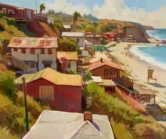 Crystal Cove by Ray Roberts, oil on canvas affixed to board, sold Aug 2017
