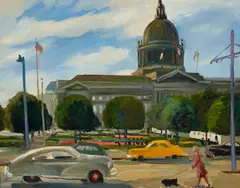 Victor Michail Arnautoff, City Hall, San Francisco, oil on canvasboard