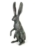 Mark Rossi, Jackrabbit, Lepus californicus Pose #3, Up on Hind Legs, bronze with grey-green patina