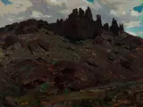 Frank Tenney Johnson, Butte, Montana, oil on masonite