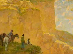 Francis Luis Mora, Amid the Walls of the Canyon, oil on canvas