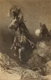 Frank Tenney Johnson, Chase by Moonlight, charcoal and pencil on paper