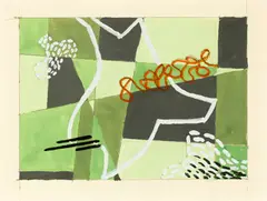 Study for Flying Carpet by Stuart Davis, 1942, gouache, crayon, and graphite on paper, sold May 2017
