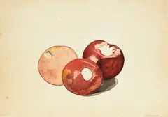 Three Red Apples: A Double-Sided Work by Charles Demuth, circa 1929, watercolor and pencil on paper, offered May 2017