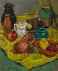 Morgan Russell, Still Life with Pomegranate, circa 1920, oil on canvas