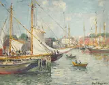 Guy Carleton Wiggins, The Waterfront, Gloucester, oil on board