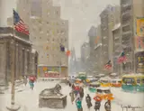 Guy Carleton Wiggins, 42nd Street and Fifth Avenue, oil on canvasboard