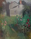 Victor C. Anderson, Hollyhock Time, oil on canvas