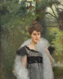 Julius LeBlanc Stewart, Woman with Mara Bou Boa, oil on canvas