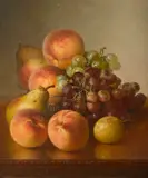 Robert Spear Dunning, Still Life with Peaches, Pears, Grapes and Plum, oil on canvas
