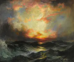 Thomas Moran, Sunset at Sea, oil on canvas