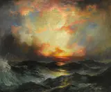 Thomas Moran, Sunset at Sea, oil on canvas