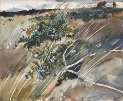 Andrew Wyeth, Blueberry Pickers, 1942, watercolor and pencil on paper laid down on board