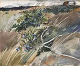Andrew Wyeth, Blueberry Pickers, 1942, watercolor and pencil on paper laid down on board