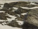 Robert Vickrey, Winter Pattern (Snow and Rocks), watercolor and gouache on paper
