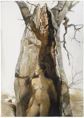 Andrew Wyeth, Hide and Seek (Study for Dryad), 2000, watercolor and pencil on paper