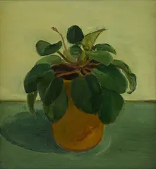 Albert York, Begonia Plant in Flower Pot, 1968, oil on canvas laid down on panel