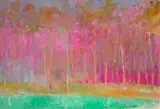 Wolf Kahn, Green Foreground, Warm Background, oil on canvas