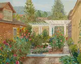 Theodore Wores, Saratoga Garden, Artist's Studio, oil on canvas