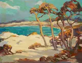 Mary DeNeale Morgan, California coast, oil on masonite