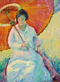 Omer Thomas Lassonde, Seated Woman with a Parasol, oil on canvas