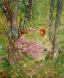 Francis Coates Jones, A Respite on the Riverbank, oil on canvas
