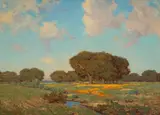 Granville Redmond, California Poppies and Oaks