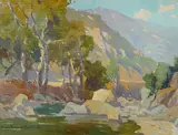San Gabriel Stream by Marion Wachtel, oil on canvas, sold Apr 2017