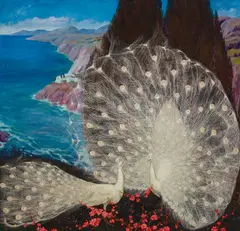 Jessie Arms Botke, White Peacocks, 1928, oil on canvas