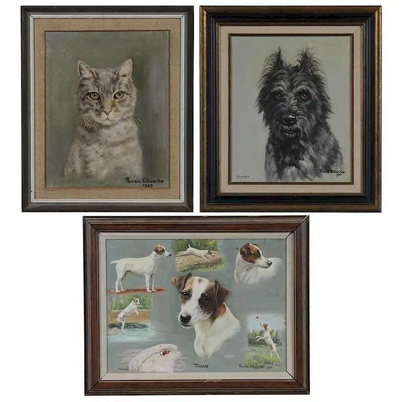 Pamela Edwards, Three portraits of pets: Jack Russell Terrier, 1985, oil on canvas