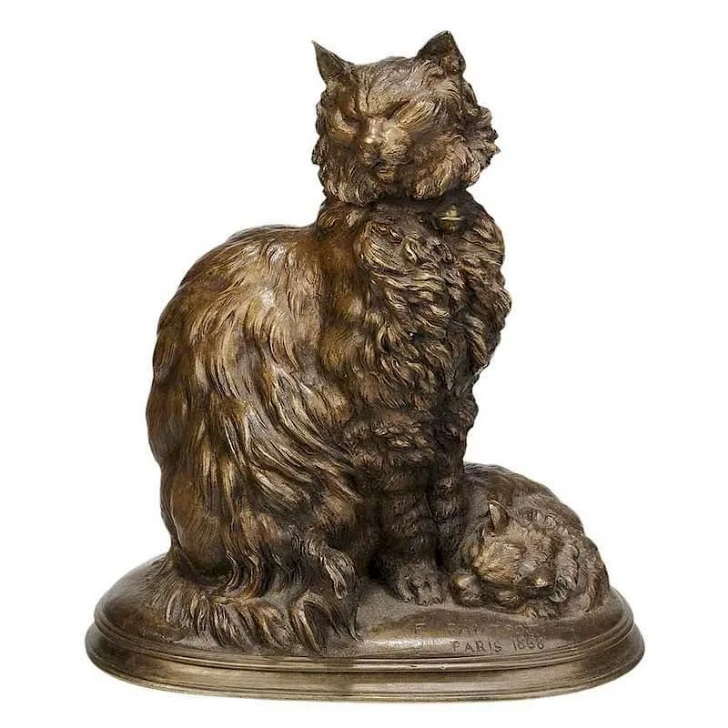 Les Chats by Ferdinand Pautrot, 1868, patinated bronze, sold Jul 2017