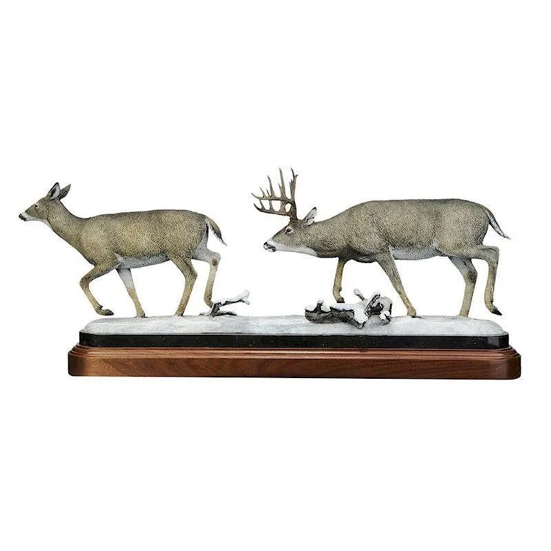 Craig Phillips, Doe and Buck, cold painted bronze