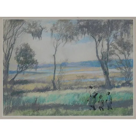 George Hand Wright, Walking by a Marsh, Beaufort, South Carolina, circa 1930s, pastel on paper