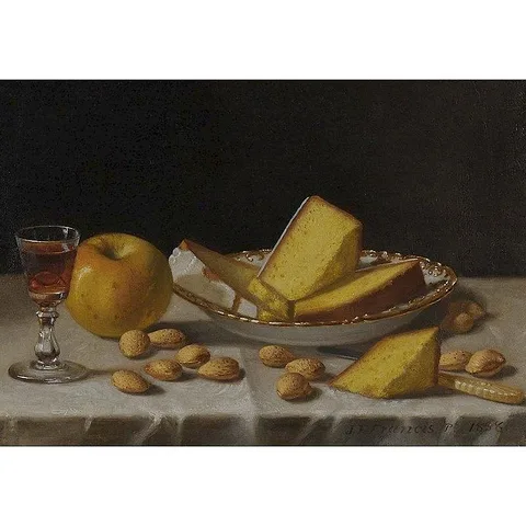 John F. Francis, Still Life with Cake and Sherry, 1858, oil on canvas