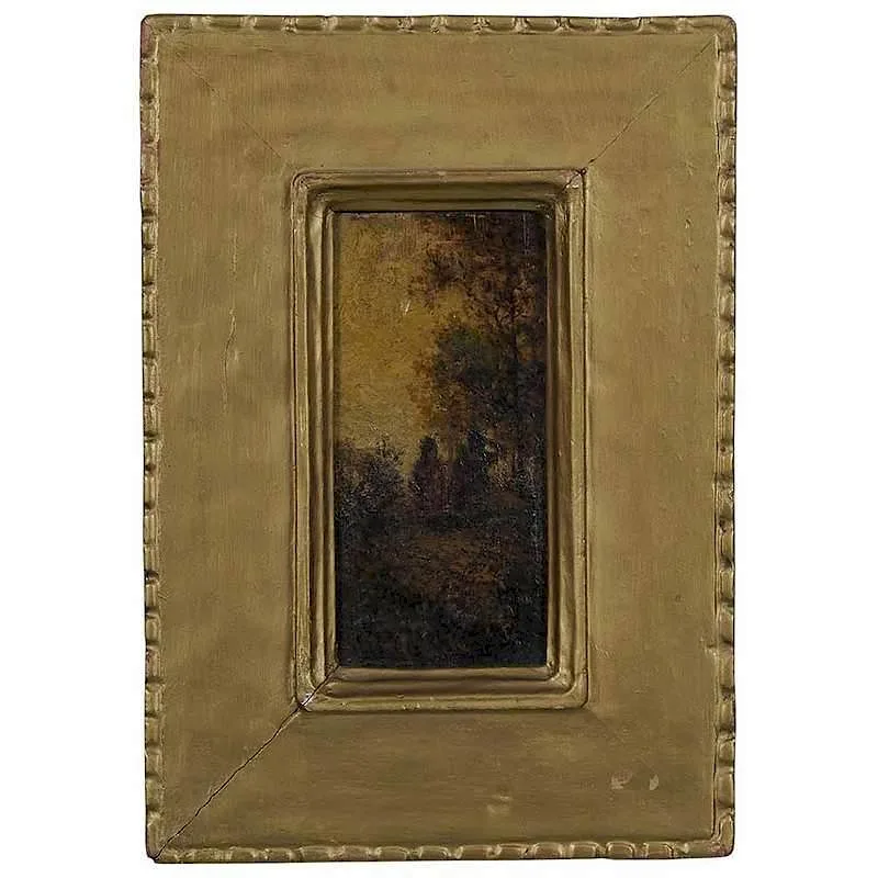 Two Seated Indians by Ralph Albert Blakelock, oil on panel, sold Jul 2017