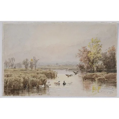 Hackensack by Jasper Francis Cropsey, 1889, watercolor on paper, sold Jul 2017
