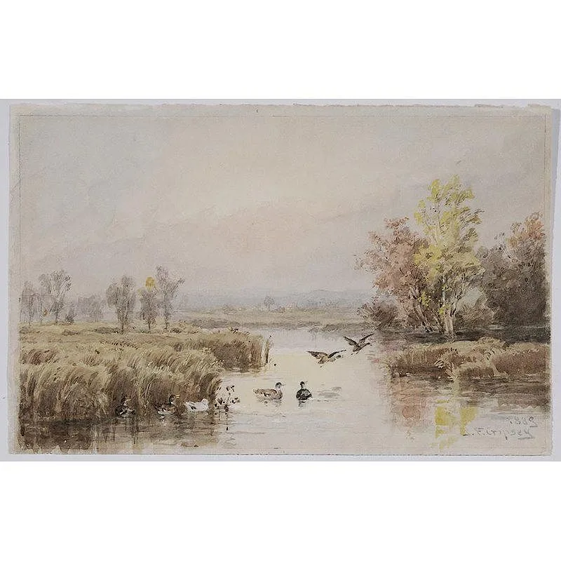 Hackensack by Jasper Francis Cropsey, 1889, watercolor on paper, sold Jul 2017