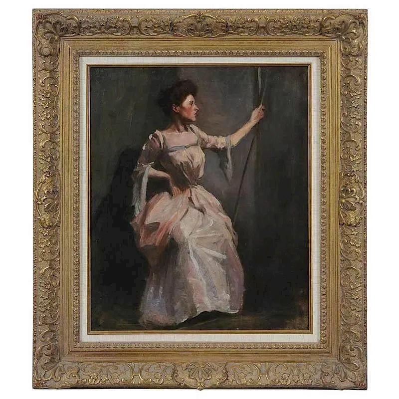 Benjamin B. Wells, Portrait of a Lady in Pink, oil on canvas