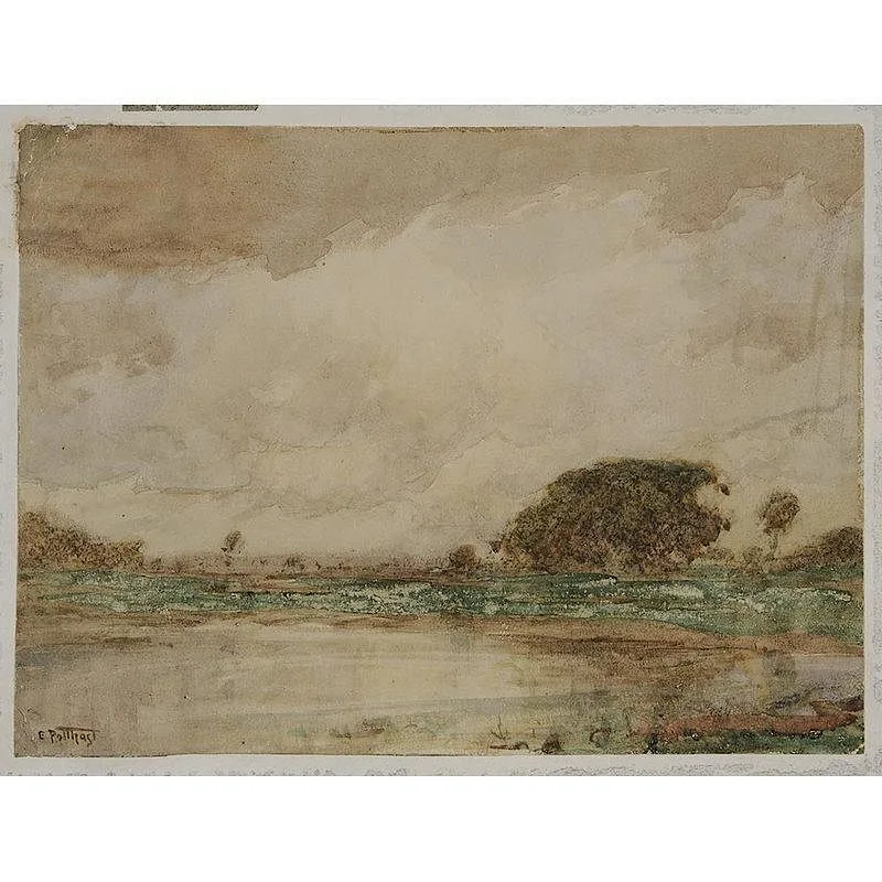 Marsh Landscape with Clouds by Edward Henry Potthast, watercolor on paper, sold Jul 2017