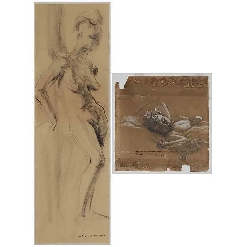 Nude by Arthur Bowen Davies, charcoal on cream paper, sold Jul 2017