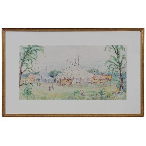 Newburg Circus by Reynolds Beal, 1914, colored pencil on paper, sold Jul 2017