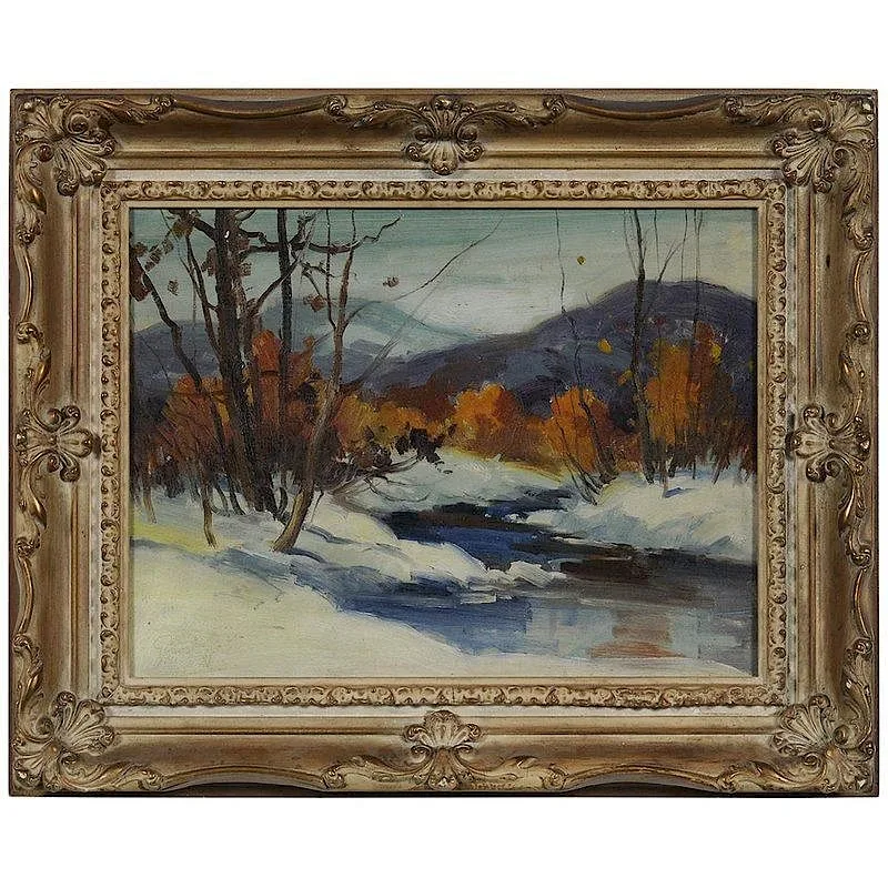William Garnet Hazard, Winter Landscape, oil on Masonite