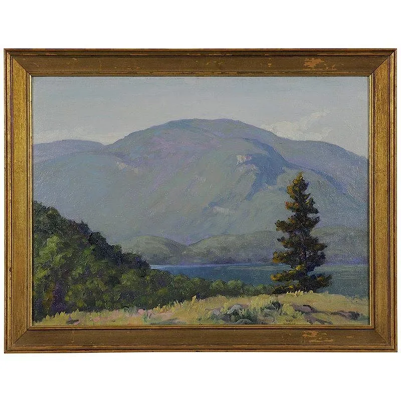 Ned Walker, Lake Scene, oil on canvas board