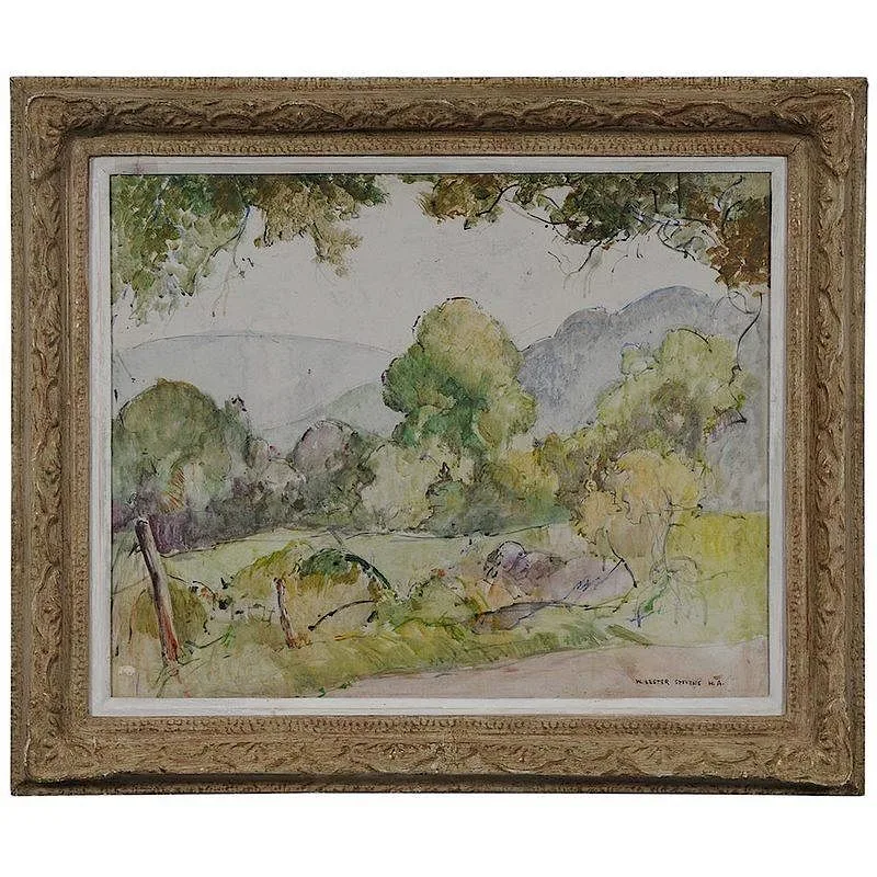 Early Spring by William Lester Stevens, mixed media on paper laid on Masonite, sold Jul 2017