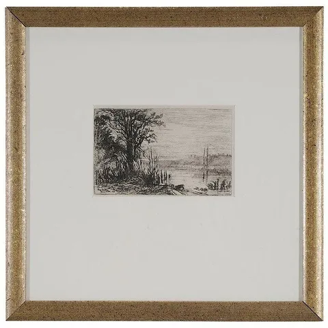 Riverscape by Eliza Pratt Greatorex, 1880, etching on paper, sold Jul 2017