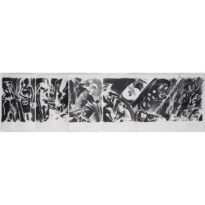 Grease Paint by Allen Jones, 1988, lithograph on Arches in six preforated panels, sold Jul 2017