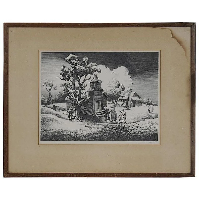 Sunday Morning by Thomas Hart Benton, 1939, lithograph on paper, sold Jul 2017