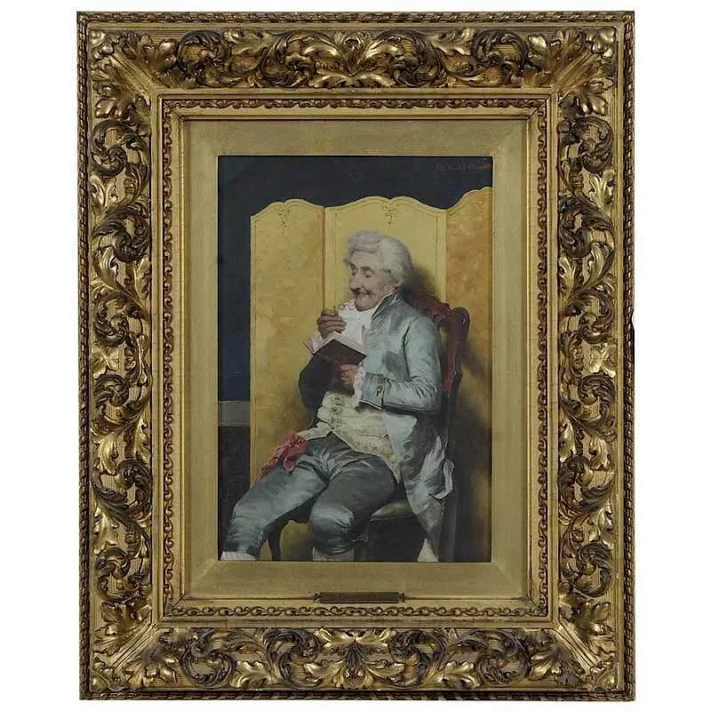 Giusseppi Gazzardi, Amused Reader, oil on canvas