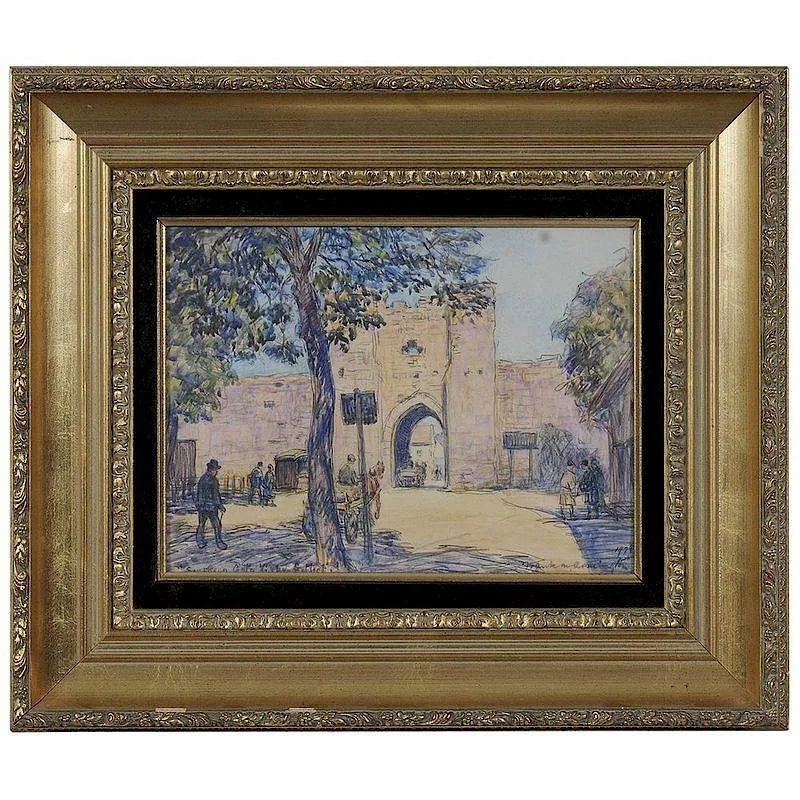Frank Armington, Southern Wall, Visby, GotlandåÊ(Sweden), 1928, watercolor and pencil on paper laid on card